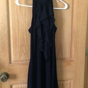 IZ Byer California black cocktail dress with front ruffles. Size L